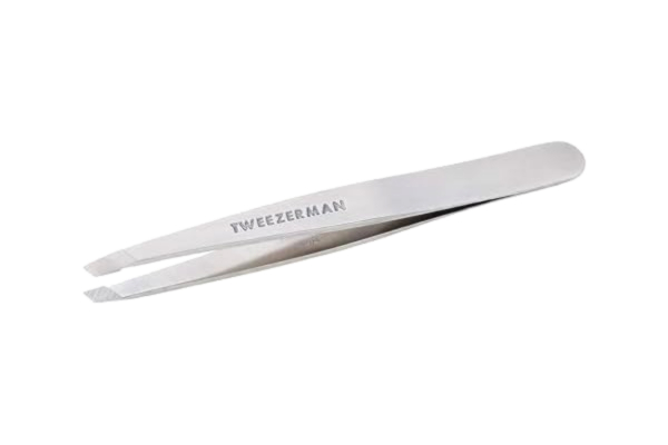 Tweezerman TWEEZERMAN Pincett (snedställda spetsar, ögonbrynspincett, professionell kvalitet, rostfritt stål), silver