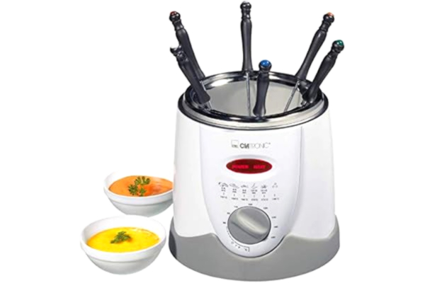 Clatronic  Ffr 2916 Friteuse et Fondue Parois Froides Thermostat Variable 2 Indicateurs Lumineux de Control Protection Anti Surchauffe Capacité 1 Litre Blanc