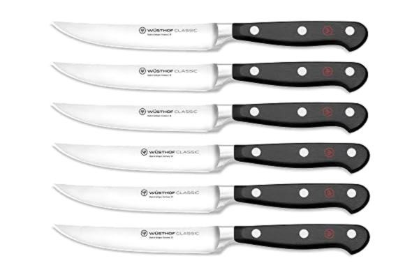 Wüsthof  1120160601 Lot de 6 couteaux à steak classiques de 4,5 cm de long Lame en acier inoxydable forgé avec précision