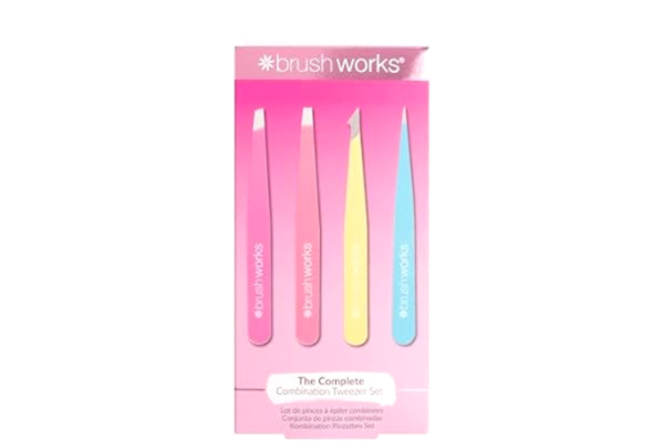 Brushworks  HD 4 Piece Combination Tweezer Set - Neon