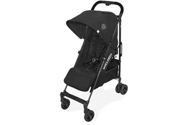 Maclaren  Quest Arc Poussette canne compacte et légère, pour nouveau-né jusqu’à 25 kg, capote extensible UPF 50+, poignée simple, siège inclinable, avec housse de protection contre la pluie - Noir