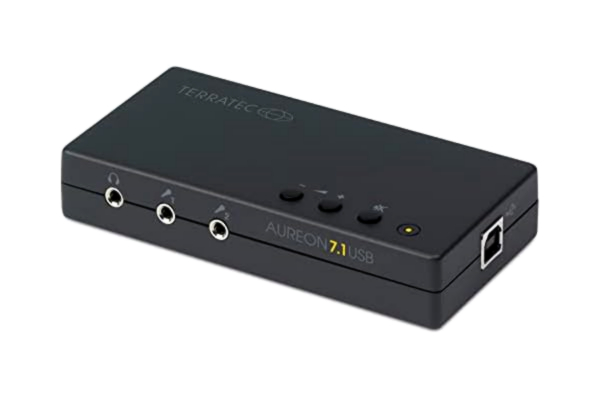 TerraTec TERRATEC AUREON USB 7.1 PC ljudkort extern 8-kanals USB-ljudbox – optisk ingångsutgång för AC3 och DTS – för upp till 8 högtalare – analoga och digitala ljudenheter