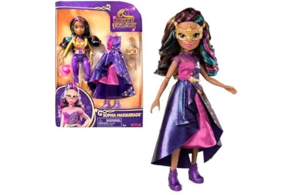 Unicorn Academy  - Enhörningsskolan - Sophia skyltdocka 24 cm maskerad boll - samlardocka och tillbehör - enhörningsskola serie inspirerade leksaker - leksak för barn 4 år och uppåt