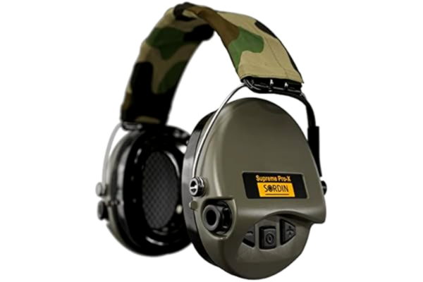 MSA Sordin Sordin PRO X – aktivt hörselskydd med LED-lampa - 75302-X-07 - elektronisk hörselskydd gelkit camo-band gröna koppar