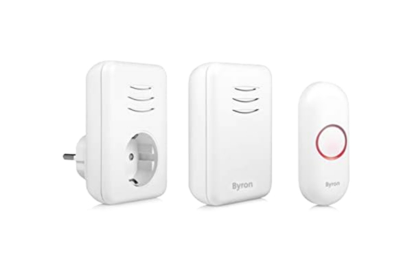 Byron  DBY-22316 trådlös dörrklocka, 16 melodier och upp till 150 m räckvidd, kan anslutas till 6 ringklockor, 5 nivåer volym, ringklocka