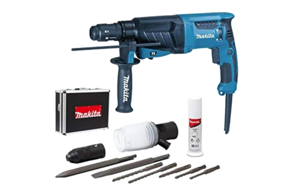 Makita  HR2630TX4 młot udarowo-obrotowy SDS-Plus, 800 W, 26 mm, aluminiowa walizka + zestaw akcesoriów
