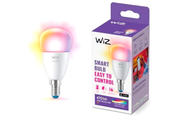 Philips WiZ Color/RGB - Smart LED belysning (WiFi och Bluetooth), 40W, P45, E14, 2200-6500 Kelvin, Dimbar i kallvitt till varmvitt + 16 miljoner färger