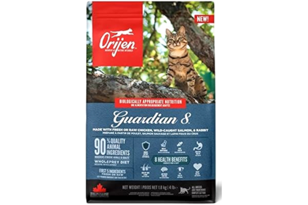 Orijen  Guardian 8 | 1,8 kg | torrfoder för vuxna katter | 90% animaliska ingredienser | Med färskt eller rått fjäderfä- och fiskingredienser | Naturliga fiberkällor