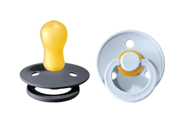 Bibs BIBS Colour Napp 2-pack, BPA-fri, Rund sugdel. Naturgummilatex, Storlek 3 (18+ månader), Iron/Baby Blue