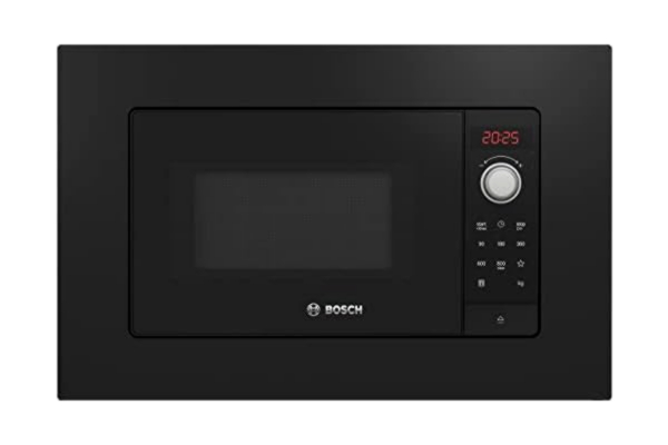 Bosch  Husmaskiner BFL623MB3 Serie 2 inbyggd mikrovågsugn, 38 x 60 cm, 800 W, roterande platta 27 cm, dörrstopp vänster, AutoPilot 7 7 automatiska program, rengöringsstöd, LED-pekskärm, svart