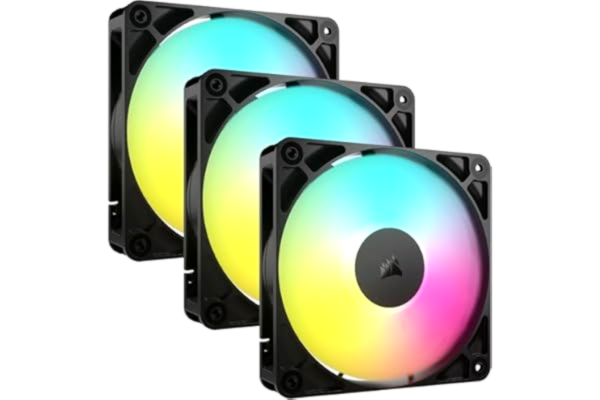 Corsair CORSAIR RS120 ARGB 120 mm PWM-Fläktar – Daisy-Chain-Anslutning – Lågbrusig – Magnetisk Kupollager – Trippelförpackning – Svart