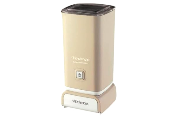 Ariete  Vintage Cappucino 2878, retro elektrisk mjölkskummare i retrostil för cappuccino och varm choklad, mjölkskum för cappuccino på 2 minuter, 250 ml kapacitet, 500 W, beige