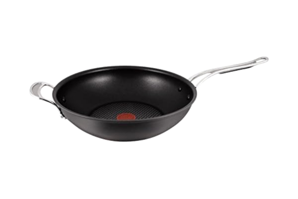 Tefal  by Jamie Oliver Premium Cast Aluminium Wok E21188, 30 cm, Tefal Titanium Pro Non-Stick Coating, Thermo-Spot Temperature Indicator, Pouring Aid, Low-Fat, Suitable for Induction Cookers
