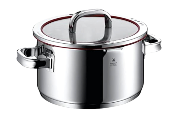 WMF  Function kookpan midden met deksel Ø24 cm Innovatieve deksel met 4 afgietfuncties, Geschikt voor Inductie, Glazen deksel, Cromargan® 18/10 RVS, Vaatwasserbestendig, Handgrepen worden niet heet.