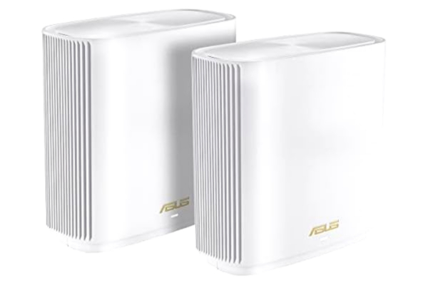 Asus ASUS ZenWiFi XT9 AX7800 uppsättning med 2 vita kombinerbara router (thhering som 4G och 5G router-ersättning, Whole-Home Tri-band AI Mesh WiFi 6 router system, 2,5 G-port, täckning på upp till 530 kvm