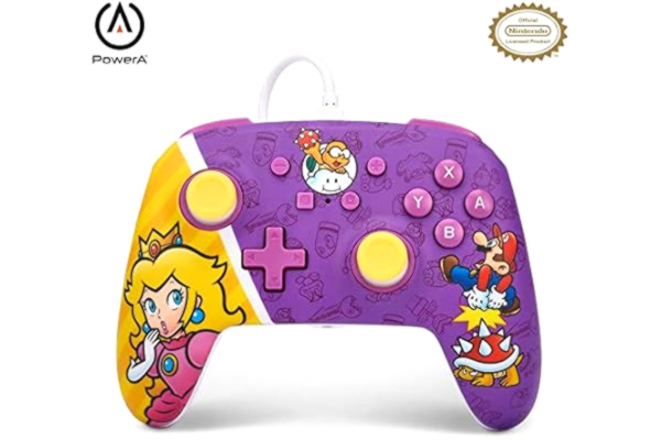PowerA  Enhanced Wired Controller for Nintendo Switch - Princess Peach Battle, Gamepad, Game Controller, Wired Controller, Officially Licensed