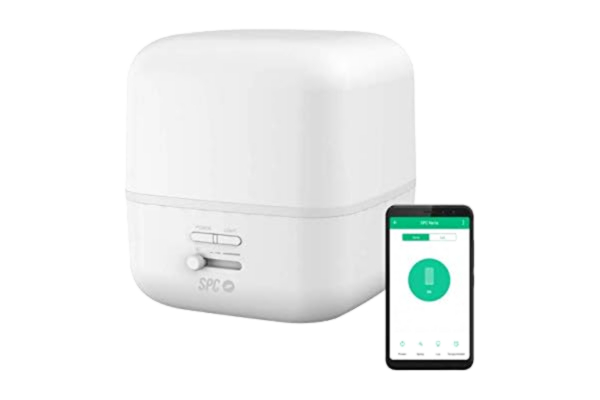 SPC  Nerta - Diffuseur de Parfum, humidificateur, purificateur d'air et Lampe de Chevet Wi-FI Intelligent (400 ML, Entre 11-26 Heures de durée, 7 Couleurs LED, contrôle à Distance Via l'application I