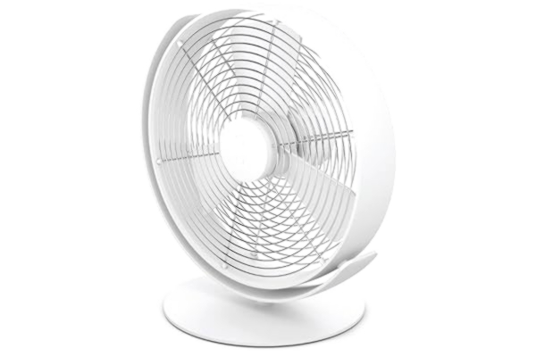 Stadler Form  PORTABLE DESK fan Tim, cools quietly with variable speed control, USB cable, ideal for bedroom, office, and on the go. White