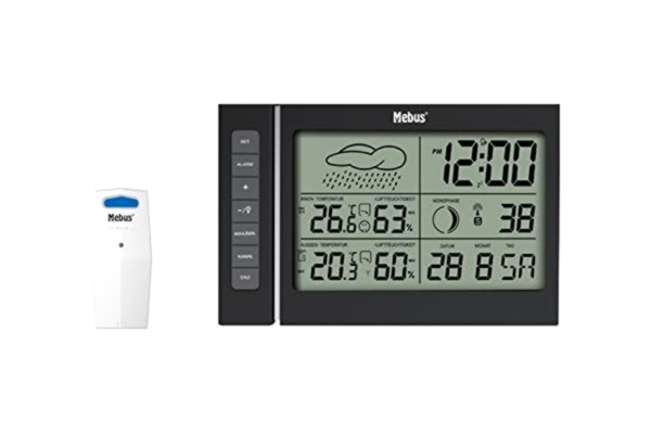 Mebus  40345 Black Digital Digital Weather Station – Weather Station (Black, 180 mm, 22 mm, 110 mm)