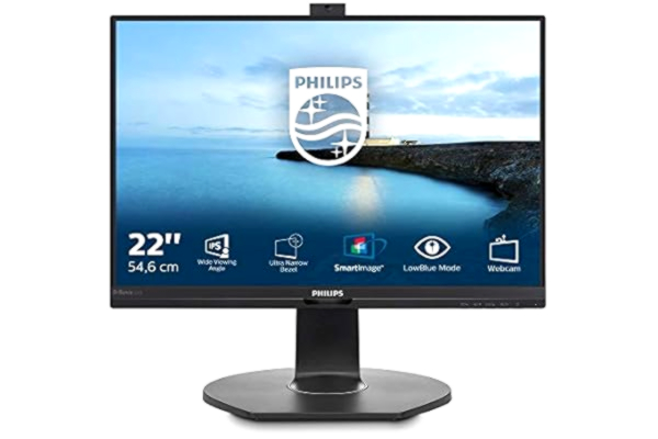 Philips  221B7QPJKEB 22-calowy monitor FHD, kamera internetowa, ergonomiczny stojak, głośniki, hub USB (1920 x 1080, 60 Hz, 250 cd/m², 5 ms, IPS HDMI/VGA/DP/USB 3.0)