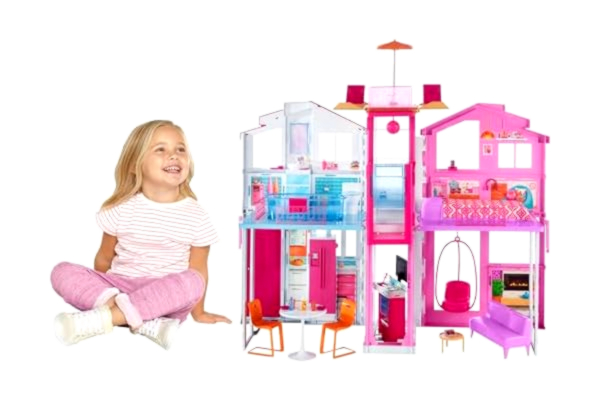 Mattel Barbie trevåningshus med uppfällbart parasoll!, DLY32