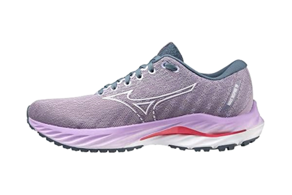 Mizuno  Mixte Wave Inspire 19 Chaussure de Course sur Route, Wisteria/White/Sun Kissed Coral, 38.5 EU
