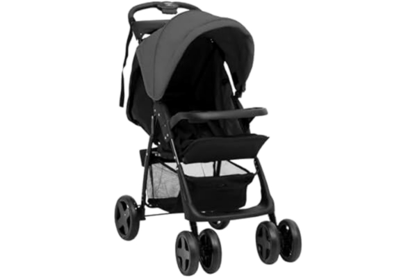 vidaXL  Barnvagn 2-i-1 mörkgrå och svart stål, vagn, sittvagn, resevagn, vagnar, sittvagnar, resevagnar