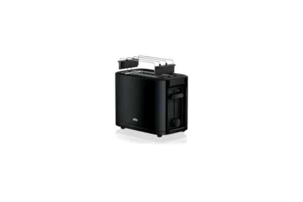 Braun  Household HT 3010 BK brödrost | dubbel slits | avtagbar smullåda | uppvärmnings- och upptiningsfunktion | 7 rostgrader | separat brödfäste | svart