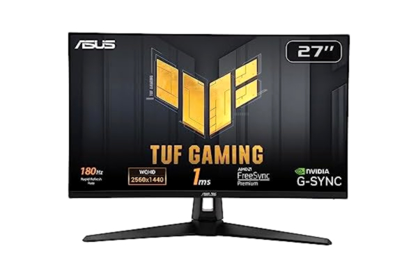 Asus ASUS TUF Gaming VG27AQ3A – 27 tums WQHD-skärm – 180 Hz, 1 ms GtG, G-Sync, FreeSync, ELMB, GameFast Input, HDR10 – Fast IPS-panel, 16:9, 2560x1440, DisplayPort, HDMI, Högtalare, svart, 27" WQHD