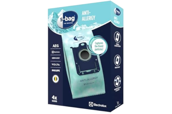 Electrolux  E206S S-bag, Dammsugarpåsar, Hygiene Anti-Allergy Dammsugarpåsar, effektiv filtrering, 3,5 liters kapacitet, slitstarkt syntetmaterial, universalpassform, 4-pack