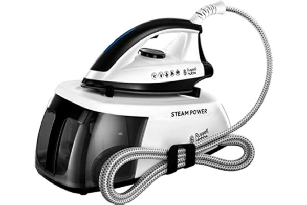 Russell Hobbs  24420 56 Steam Power Steam Generator Iron, Black, 4.5 Bar Pressure Cooker, Removable 1.3 L Water Tank, 2400 W, Black/White