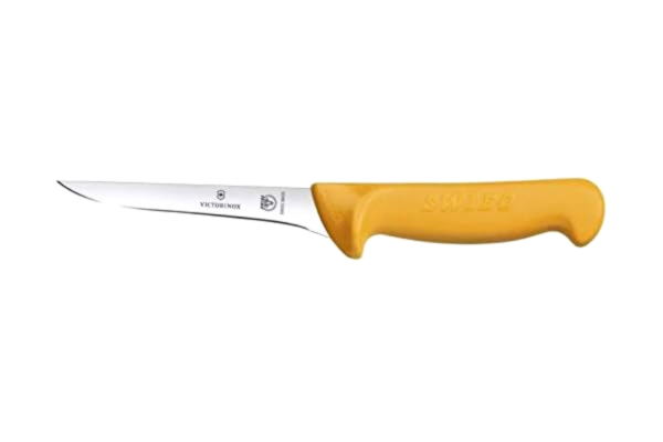 Victorinox  Swibo Couteau de Cuisine/Désossage, Lame de 10 Cm, Tranchant Droit, Lame Courbée et Étroite, Jaune
