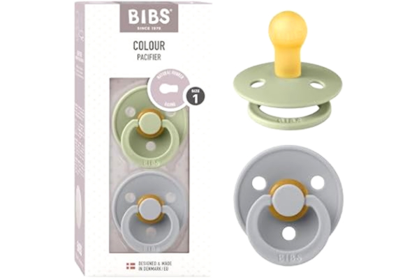 Bibs BIBS Colour Napp 2-pack, BPA-fri, Rund sugdel. Naturgummilatex, Storlek 1 (0-6 månader), Sage/Cloud