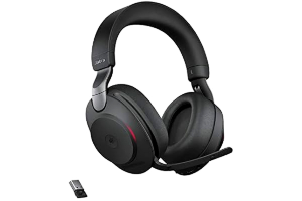 Jabra  Evolve2 85 trådlöst headset - Bullerdämpande Microsoft Teams-certifierade stereohörlurar med lång batteritid - USB-A Bluetooth-adapter - svart