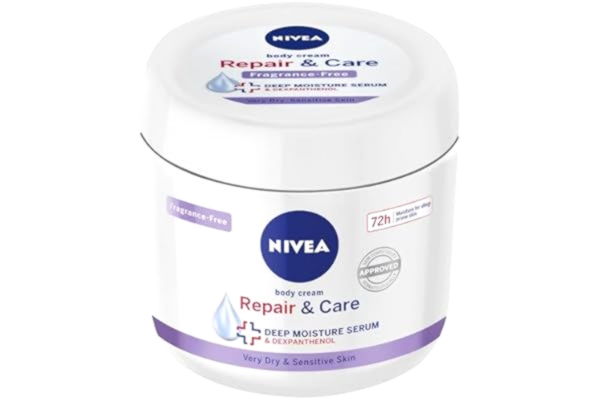 Nivea NIVEA Body Repair & Care Cream (400 ml glas), känslig fuktkräm med NIVEA DEEP fuktgivande ERUM, kroppskräm med stärkande formel, kroppskräm för torr hud