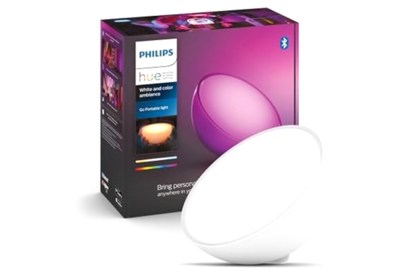 Philips  Hue Go, smart LED-bordslampa med 16 miljoner färger, bärbar & laddbar, perfekt för spelbelysning, nattlampa & mysbelysning, kontrollera med Zigbee, röststyrning via Alexa, Google & Siri