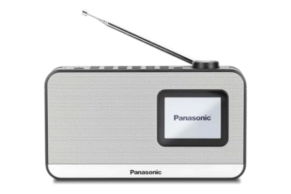 Panasonic  RF-D15EG-K bärbar DAB+/FM digital radio med Bluetooth, 2,4 tums TFT LCD-skärm, 1 W 5 cm högtalare, 4 förinställda knappar, batteri och nätdriven, sömn, larm, klockfunktioner, svart.