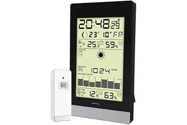 Technoline Weerstation WS95, rechtop, binnen- en buitentemperatuur, binnen- en buitentemperatuur Buitenvochtigheid, feel-good indicator, vorstalarm, uitbreidbaar tot 3 TX25D-TH buitensensoren