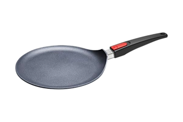 Woll  1226dpi Diamond Lite Poêle à crêpe en Fonte Induction Inclusive Répartiteur et à crêpe – Spatule Plate avec Manche Amovible Ø 26 cm