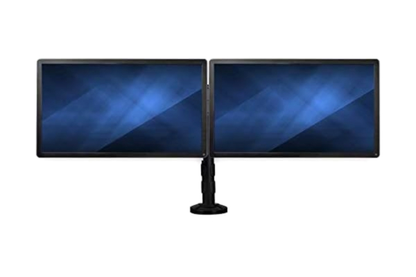 StarTech .com Montering med dubbla bildskärmar – Stöder bildskärmar 13 tum till 27 tum – justerbar – skrivbordsklämma eller öljetter för skrivbordsmontering för dubbla VESA-skärmar – svart (ARMBARDUOG)