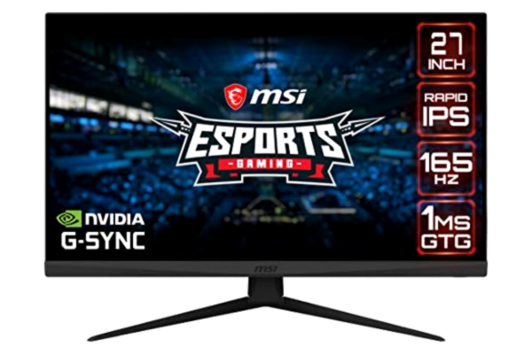 MSI  Optix G273QF Esports Gaming IPS Monitor - 27 inch, 16:9 WQHD (2560x1440), Rapid IPS, 165Hz, 1ms GTG Response Time, G-SYNC Compatible, Less Blue Light, VESA Mounting, Display Port, HDMI, Black