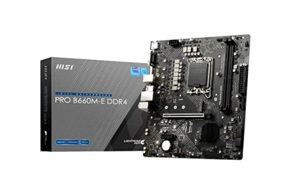 MSI  PRO B660M-E DDR4 płyta główna, Micro-ATX - obsługuje procesory Intel 12. generacji, LGA 1700 - DDR4 Memory Boost 4600+MHz/OC, PCIe 4.0 x 16, 1 x gniazdo M.2 Gen3, Intel 1G LAN