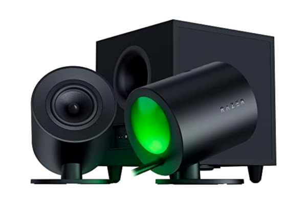 Razer  Nommo V2-2.1 bredbandshögtalare för PC-spel med sladdansluten subwoofer (3-tums bredband med faspluggar i aluminium, THX Audio surround) Svart