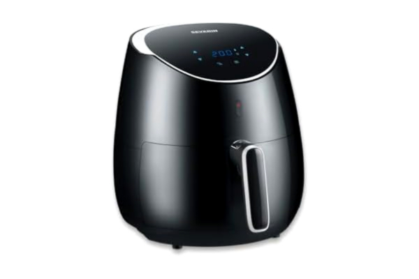 Severin SEVERIN Hot Air Fryer XXL med 5 liters kapacitet, varmluftsfrys för hälsosam matlagning, fettfri fritös med 8 automatiska program, 2000 W, svart/silver metallic, FR 2445