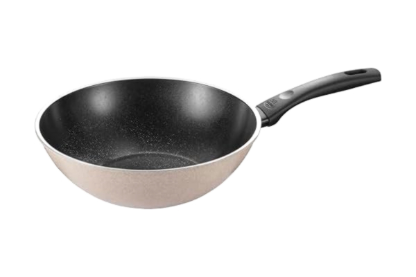 Ballarini BALLARINI Ledro Wok, 28 cm, aluminium, lämplig för induktion, keramisk non-stick-beläggning, termopunkt, tillverkad i Italien, beige