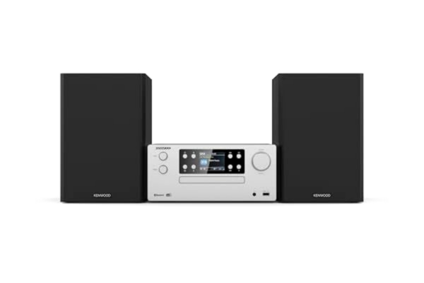Kenwood KENWOOD M-925DAB-S – Micro Hi-Fi-system med DAB+, CD, USB, Bluetooth, 2 x 50 watt RMS och TFT-display; frostat aluminium