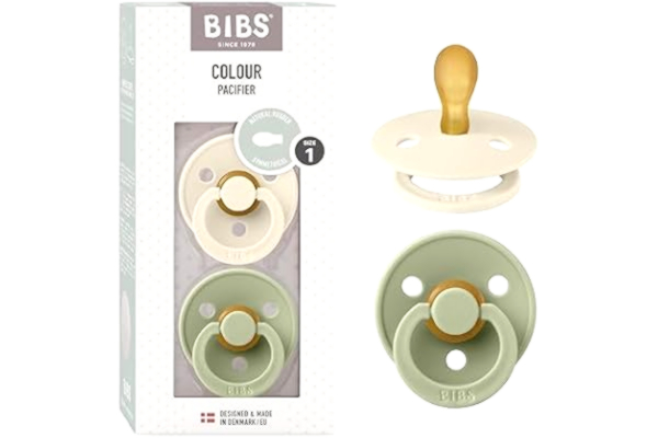 Bibs BIBS Colour Napp 2-pack, BPA-fri napp, Symmetrisk sugdel. Naturgummilatex, Tillverkat i Danmark/EU. Storlek 1 (0-6 månader), Ivory/Sage