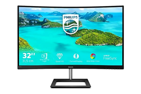 Philips  E-line 325E1C - LED-skærm - kurvet - 32 (31.5 til at se) - 2560 x 1440 QHD @ 75 Hz - VA - 250 cd/m² - 3000:1 - 4 ms - HDMI, VGA, DisplayPort - sort med tekstur