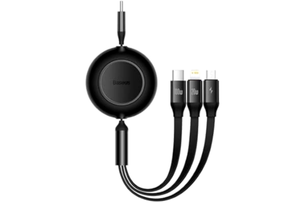 Baseus  Ljus spegel 4, USB-C 3-i-1-kabel för Micro USB/USB-C/Lightning 100W/3.5A 1,1 m (svart)