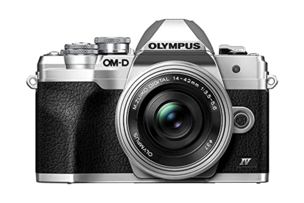 Olympus  OM-D E-M10 Mark IV Micro Four Thirds systemkamera, 20 MP-sensor, 5-axlig bildstabilisering, kraftfull AF, Wi-Fi, silver inkl. M.Zuiko Digital ED 14 42mm F3.5 5.6 EZ Pancake, silver